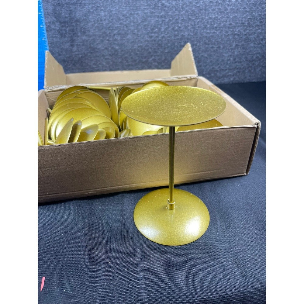 24 Pcs Gold Pillar Candle Holders Bulk Set Anniversary Wedding Decor GU0541 - Picture 2 of 5